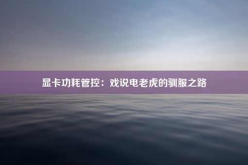 显卡功耗管控：戏说电老虎的驯服之路