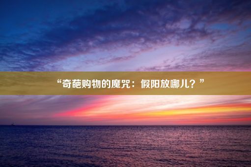 “奇葩购物的魔咒：假阳放哪儿？”