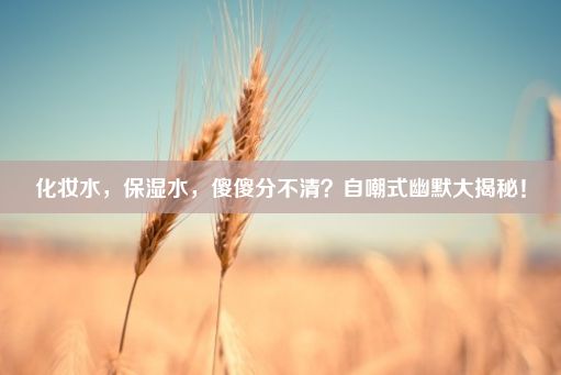 化妆水，保湿水，傻傻分不清？自嘲式幽默大揭秘！