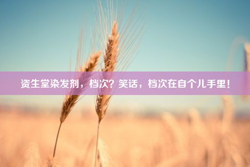 资生堂染发剂，档次？笑话，档次在自个儿手里！