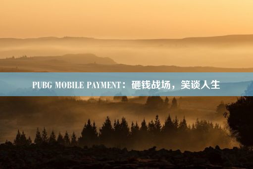 PUBG MOBILE PAYMENT：砸钱战场，笑谈人生