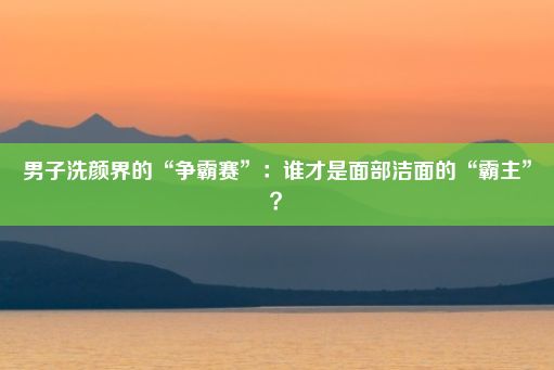 男子洗颜界的“争霸赛”：谁才是面部洁面的“霸主”？