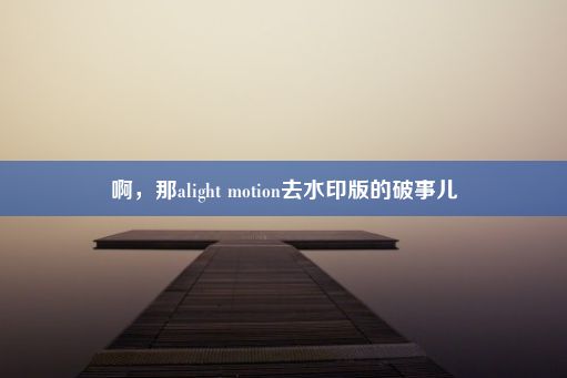 啊，那alight motion去水印版的破事儿