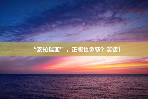 “泰拉瑞亚”，正版也免费？笑话！