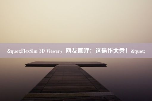 "FlexSim 3D Viewer，网友直呼：这操作太秀！"