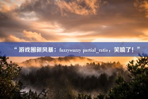 “ 游戏圈新风暴：fuzzywuzzy partial_ratio，笑喷了！”