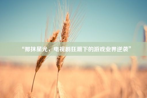 “那抹星光，电视剧狂潮下的游戏业界逆袭”