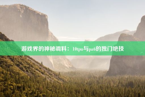 游戏界的神秘调料：10tpu与pa6的独门绝技