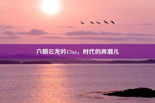 六朝云龙吟17txt，时代的弄潮儿