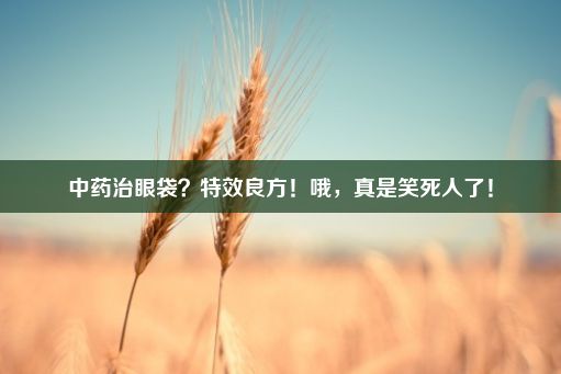 中药治眼袋？特效良方！哦，真是笑死人了！