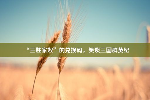 “三姓家奴”的兑换码，笑谈三国群英纪