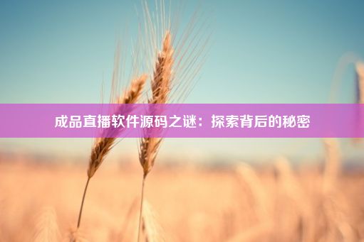 成品直播软件源码之谜：探索背后的秘密